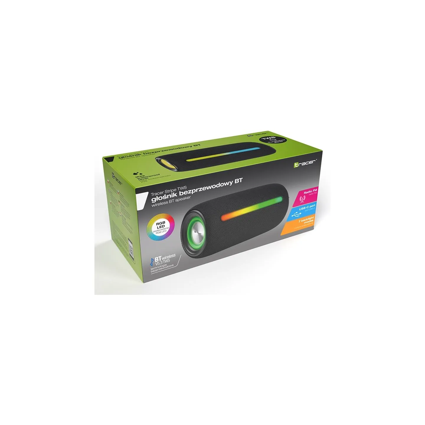 Tracer Speaker Stripe TWS Bluetooth RGB Black