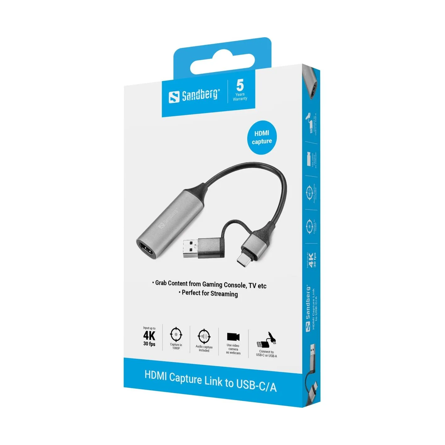Sandberg 136-70 HDMI Capture Link to USB-C/A