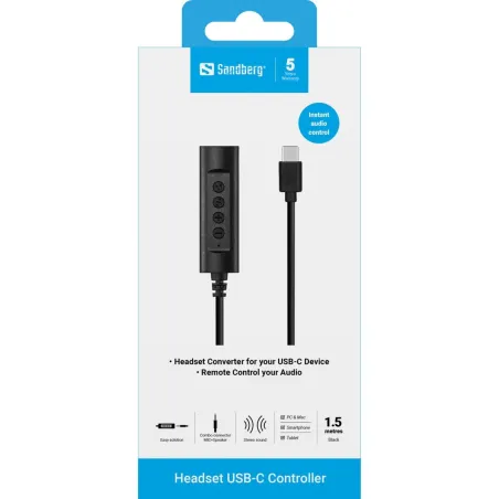 Sandberg 136-73 Headset USB-C Controller 1.5m