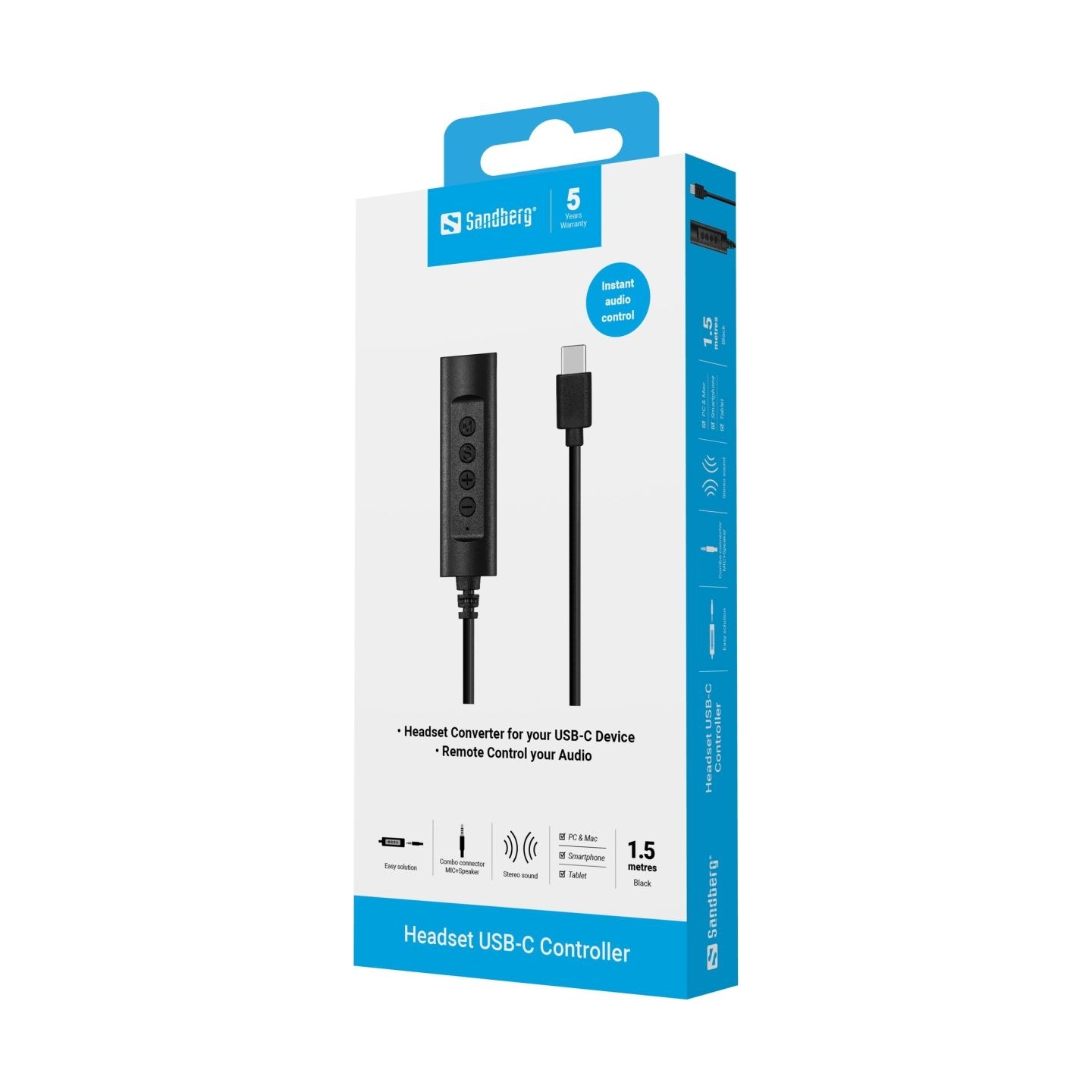 Sandberg 136-73 Headset USB-C Controller 1.5m