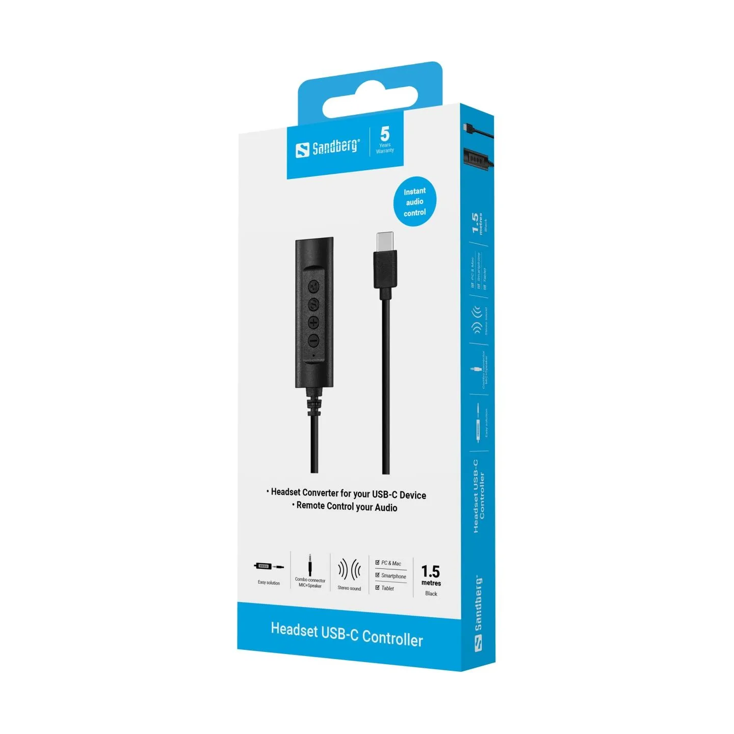 Sandberg 136-73 Headset USB-C Controller 1.5m