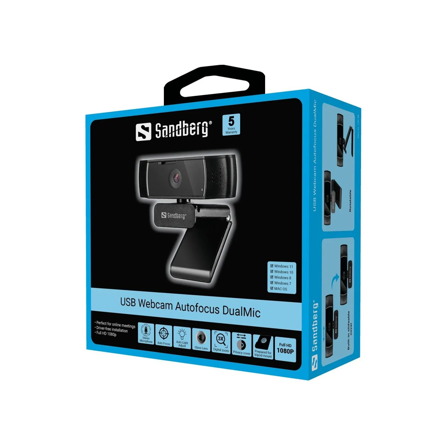 Sandberg USB Webcam Autofocus DualMic