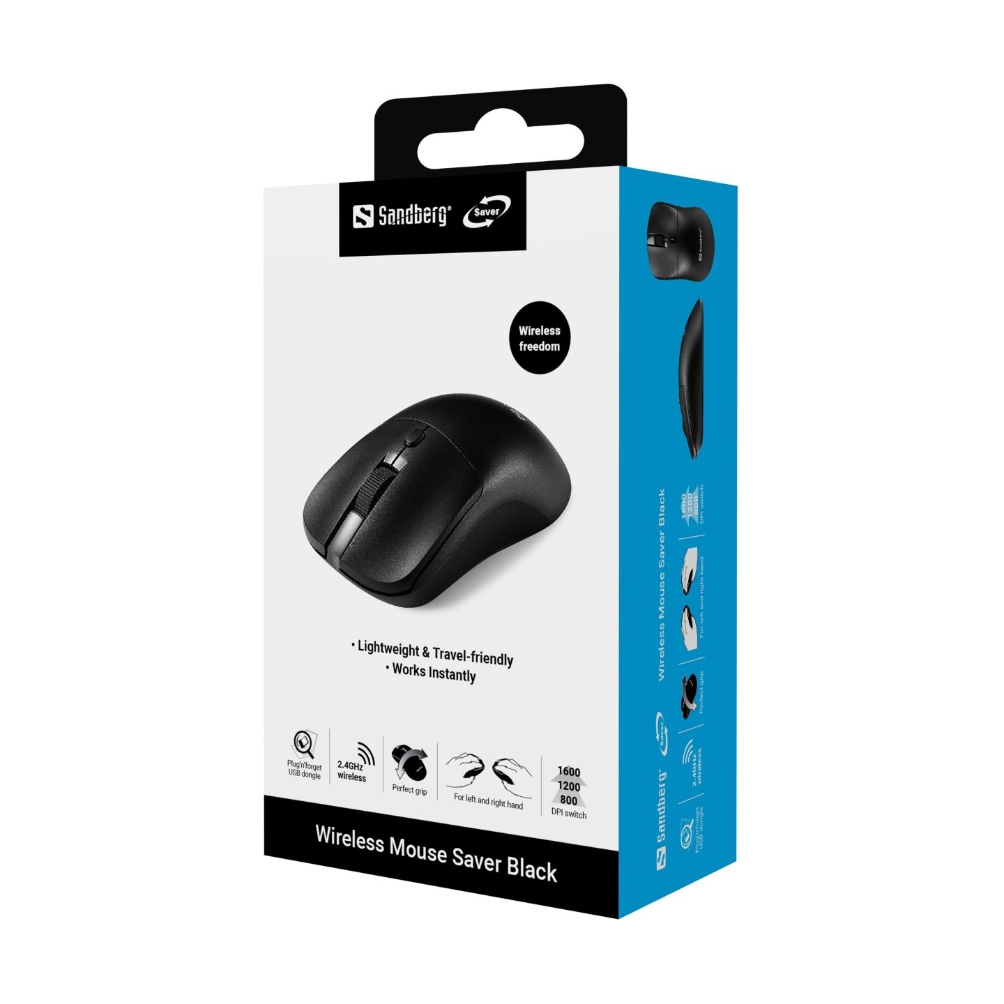 Sandberg 331-04 Wireless Mouse Saver Black, Left+Right, USB-A dongle
