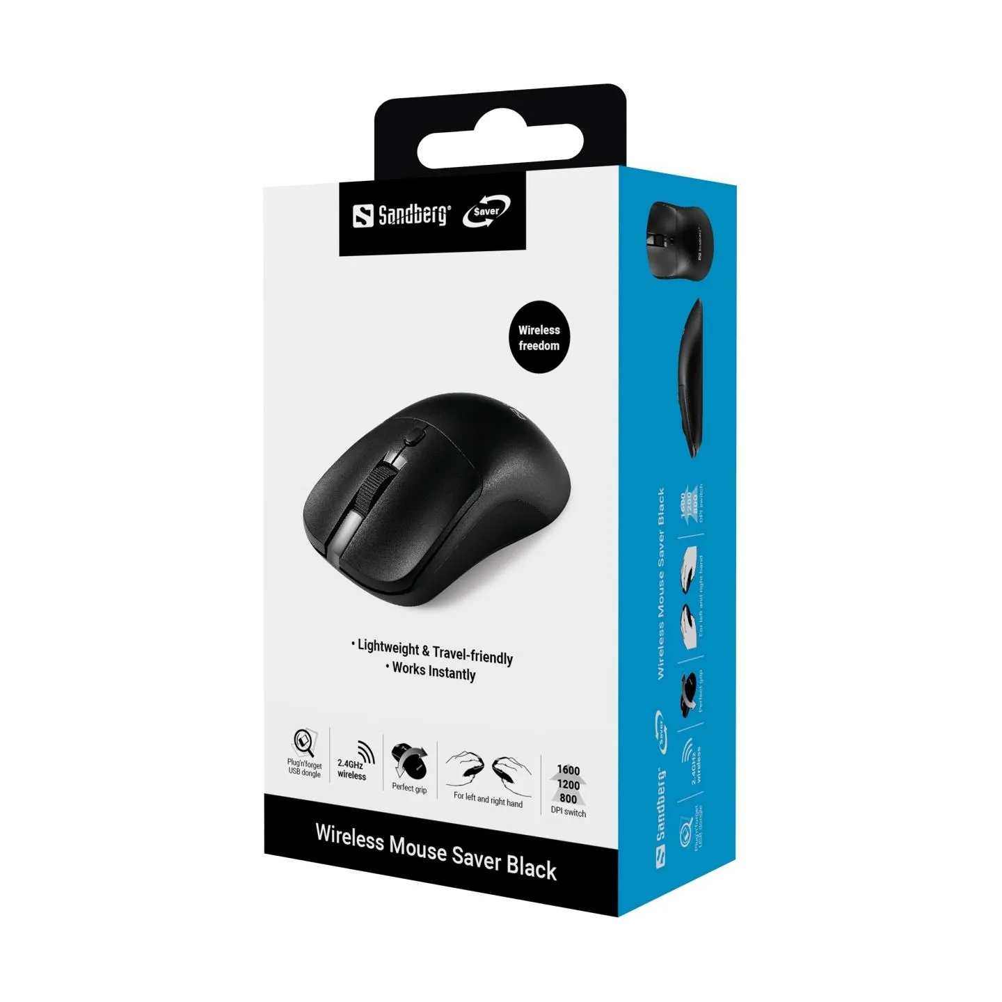 Sandberg 331-04 Wireless Mouse Saver Black, Left+Right, USB-A dongle