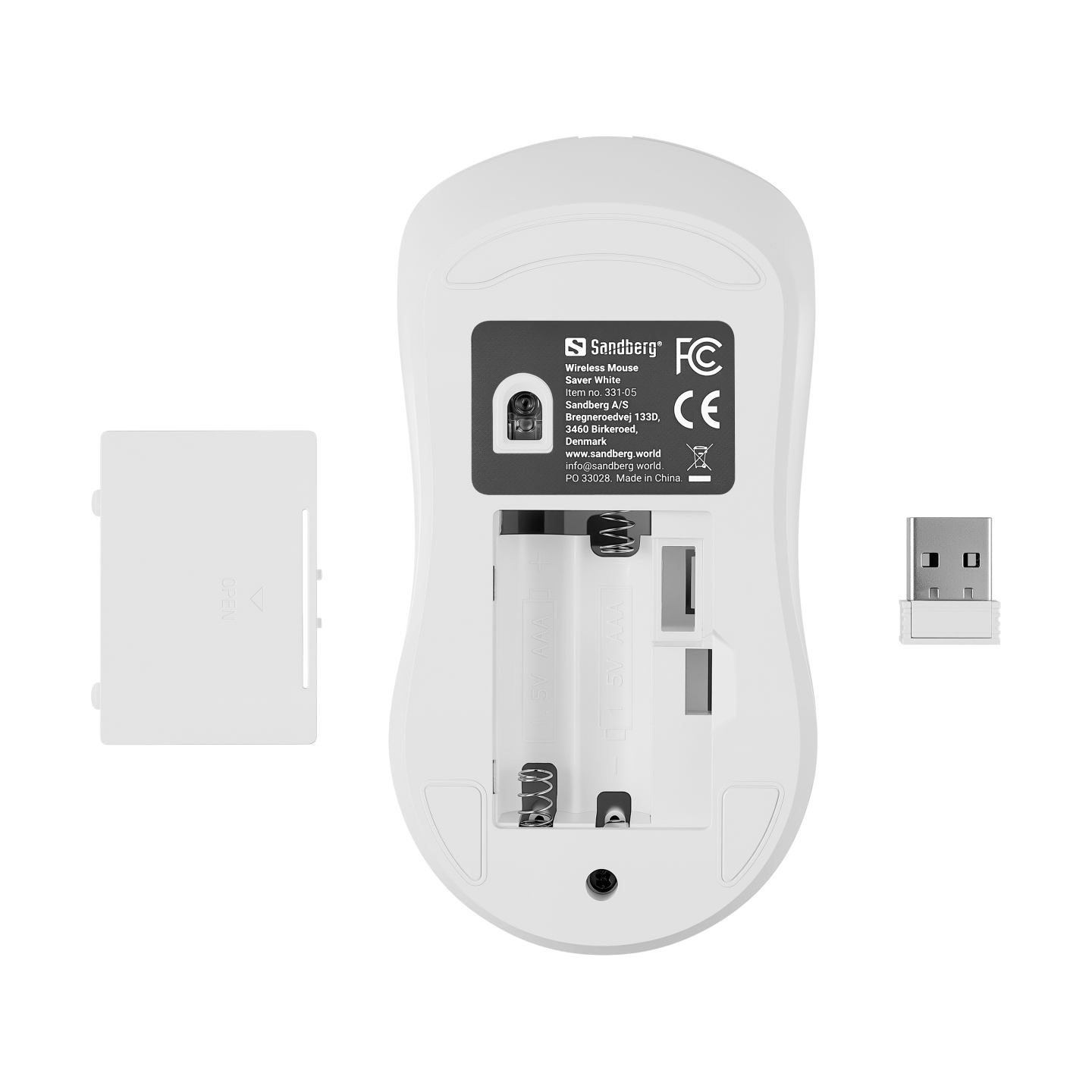 Sandberg 331-05 Wireless Mouse Saver White, Left+Right, USB-A dongle