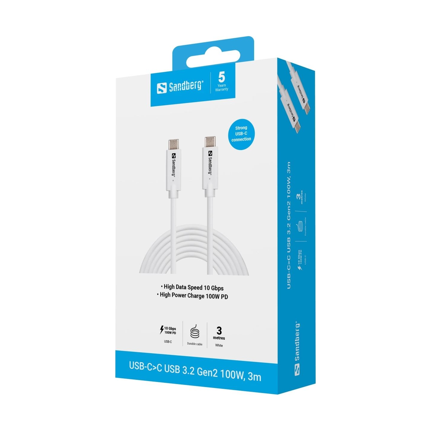 Sandberg 136-75 USB-C>C USB 3.2 Gen2 100W, 3m
