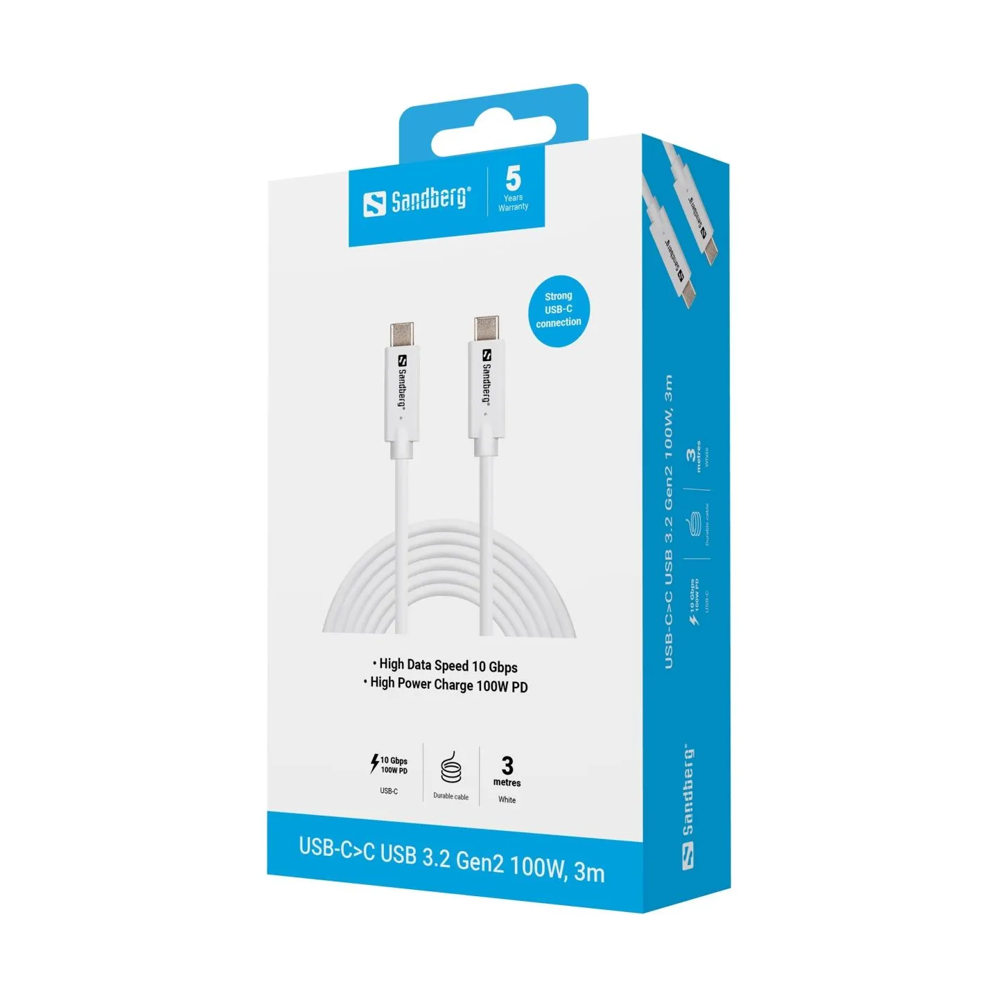 Sandberg 136-75 USB-C>C USB 3.2 Gen2 100W, 3m