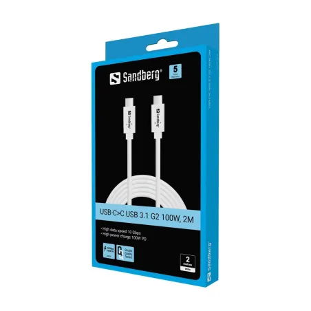 Sandberg 136-54 USB-C to USB-C USB 3.1 Gen2 PD 100W cable, 2M