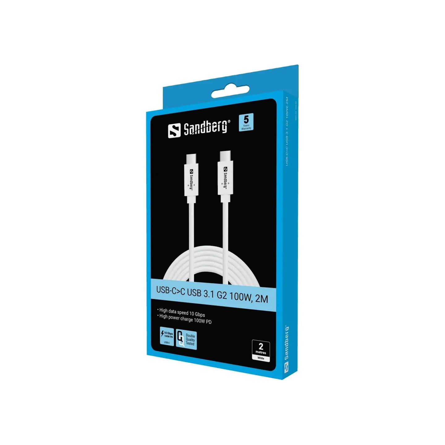 Sandberg 136-54 USB-C to USB-C USB 3.1 Gen2 PD 100W cable, 2M