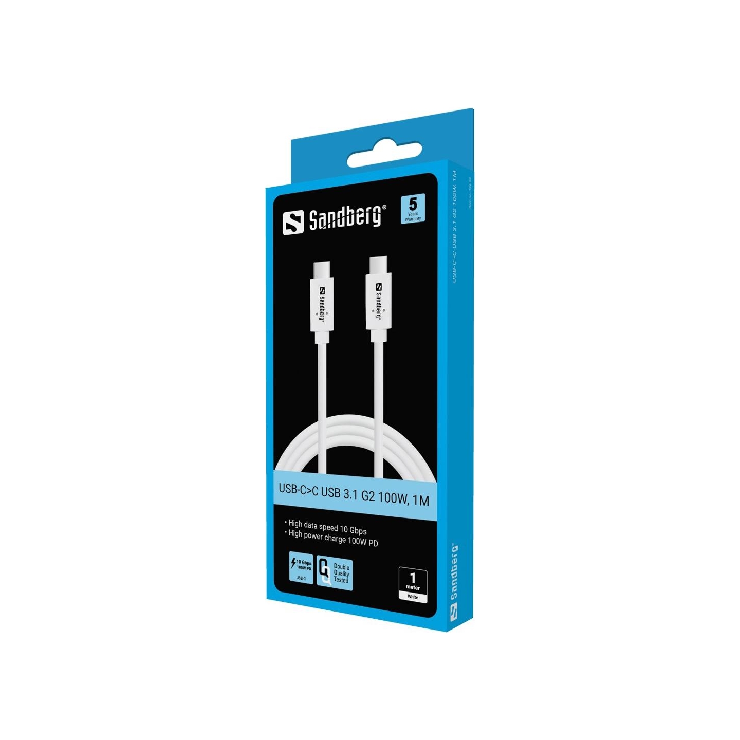 Sandberg 136-53 USB-C to USB-C  USB 3.1 Gen2 PD 100W cable, 1M