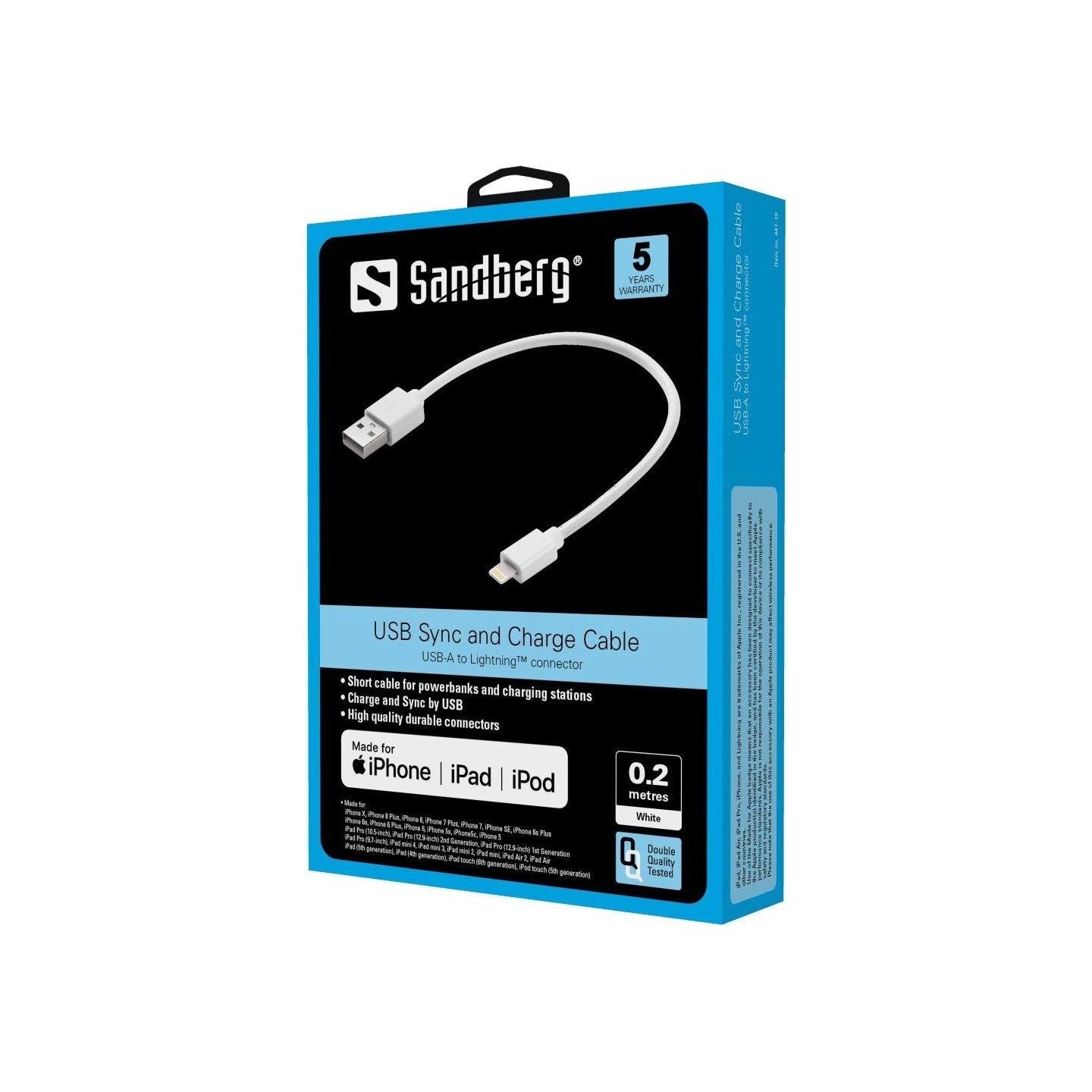 Sandberg 441-19 USB>Lightning MFI 0.2m White