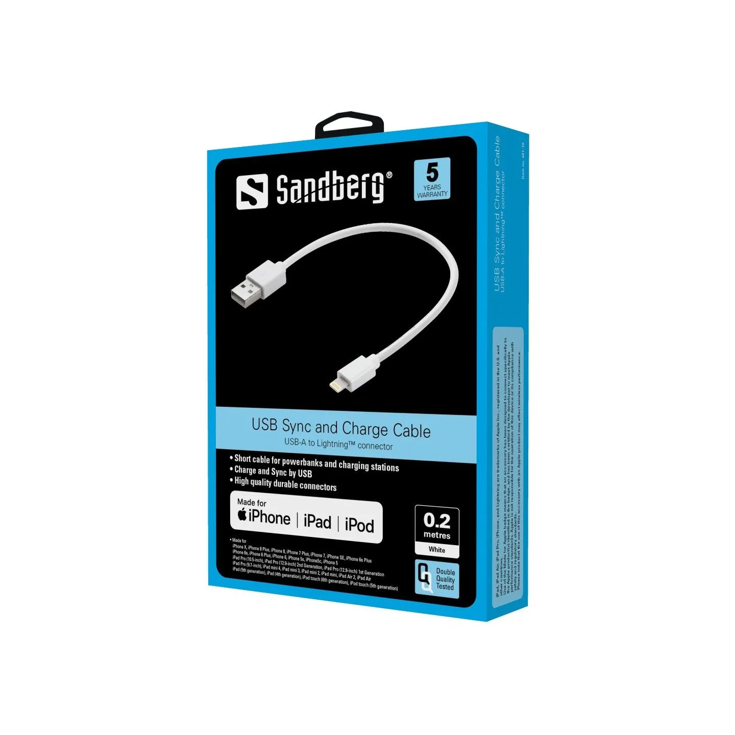 Sandberg 441-19 USB>Lightning MFI 0.2m White