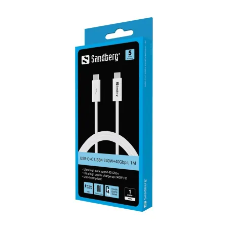 Sandberg 136-56 USB-C to USB-C USB4 PD 240W + 40Gbps cable, 1M