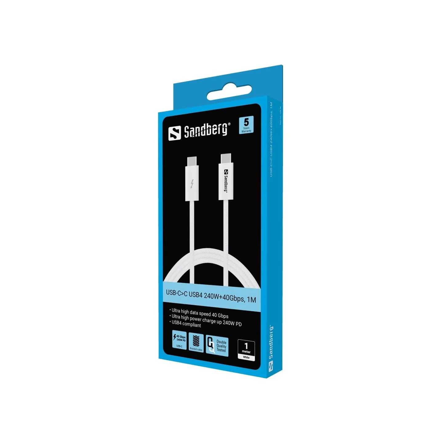 Sandberg 136-56 USB-C to USB-C USB4 PD 240W + 40Gbps cable, 1M