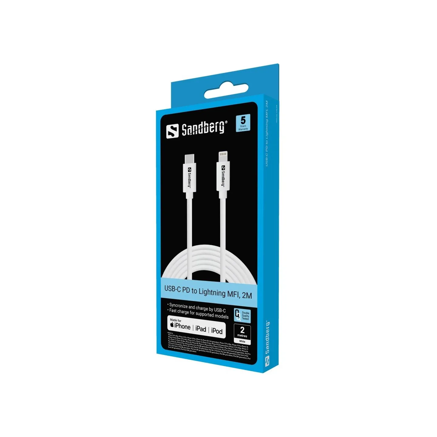 Sandberg 136-59 USB-C PD to Lightning MFI cable, 2M