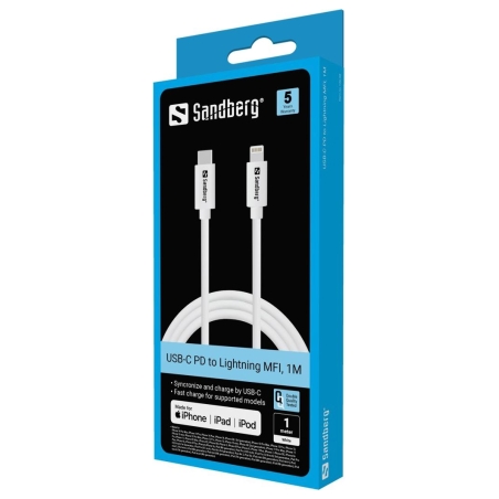 Sandberg 136-58 USB-C PD to Lightning MFI 1M