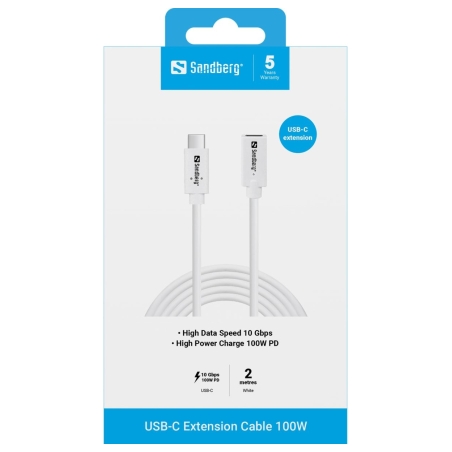 Sandberg 136-55 USB-C>C M-F USB 3.1 100W, 2M