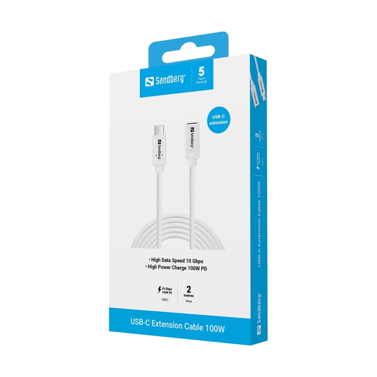Sandberg 136-55 USB-C>C M-F USB 3.1 100W, 2M