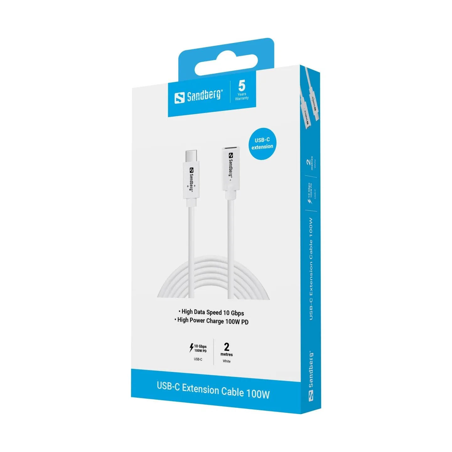 Sandberg 136-55 USB-C>C M-F USB 3.1 100W, 2M