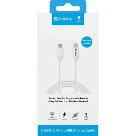 Sandberg 136-74 USB-C>MicroUSB Charge Cable 1m