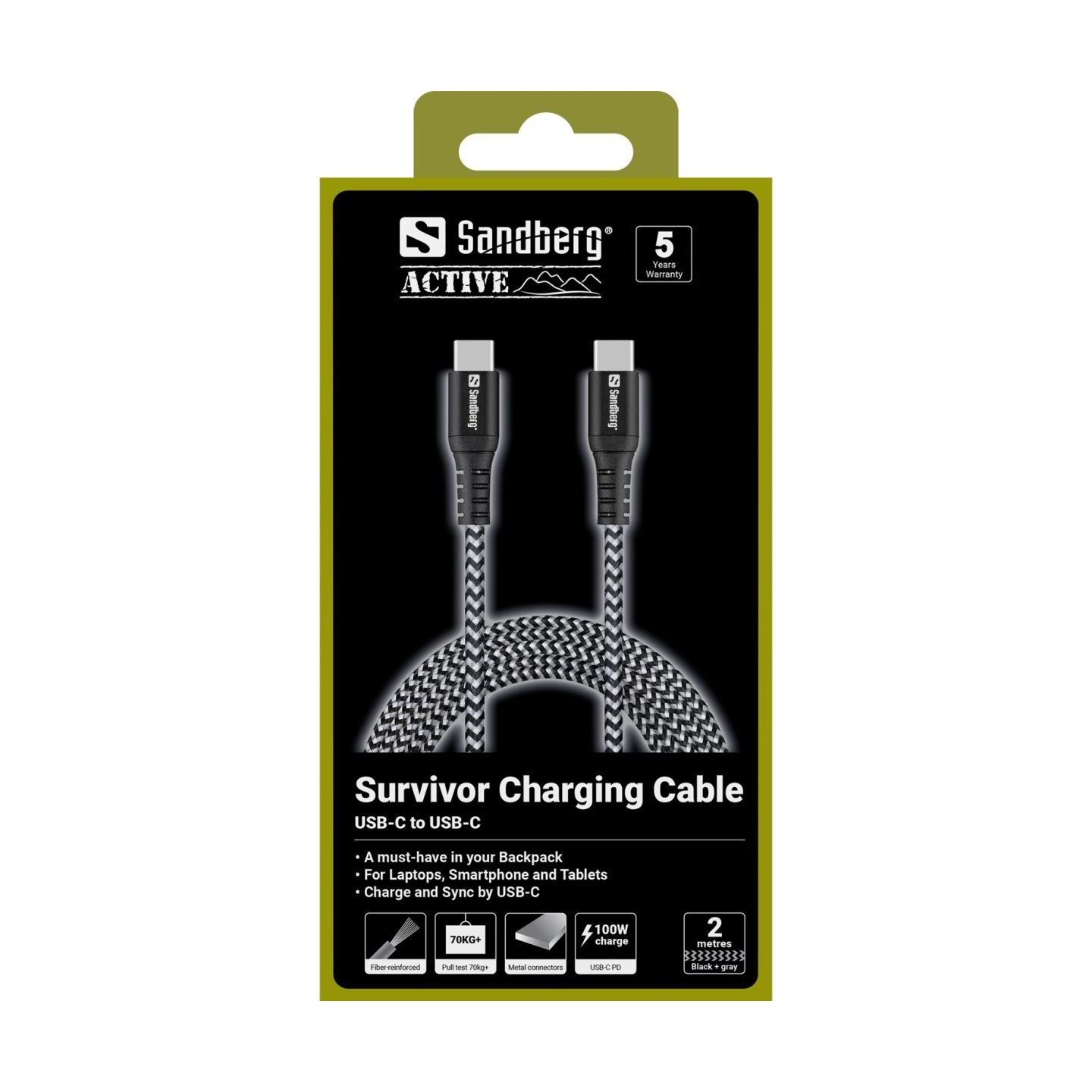 Sandberg 441-67 Survivor USB-C Cable 2M 100W