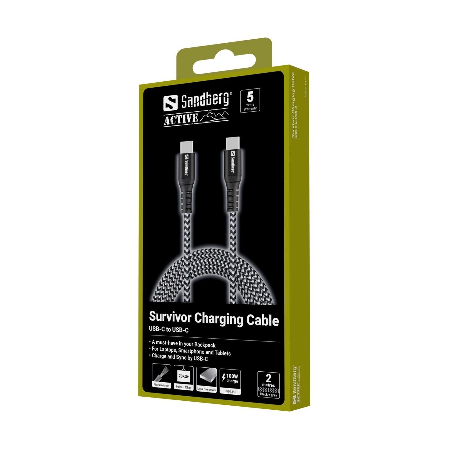 Sandberg 441-67 Survivor USB-C Cable 2M 100W