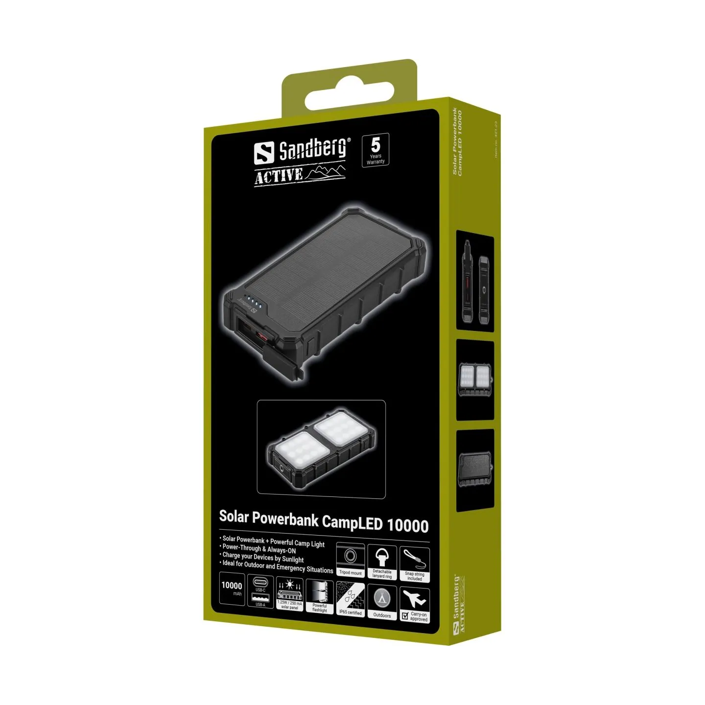 Sandberg 421-23 Solar Powerbank CampLED 10000