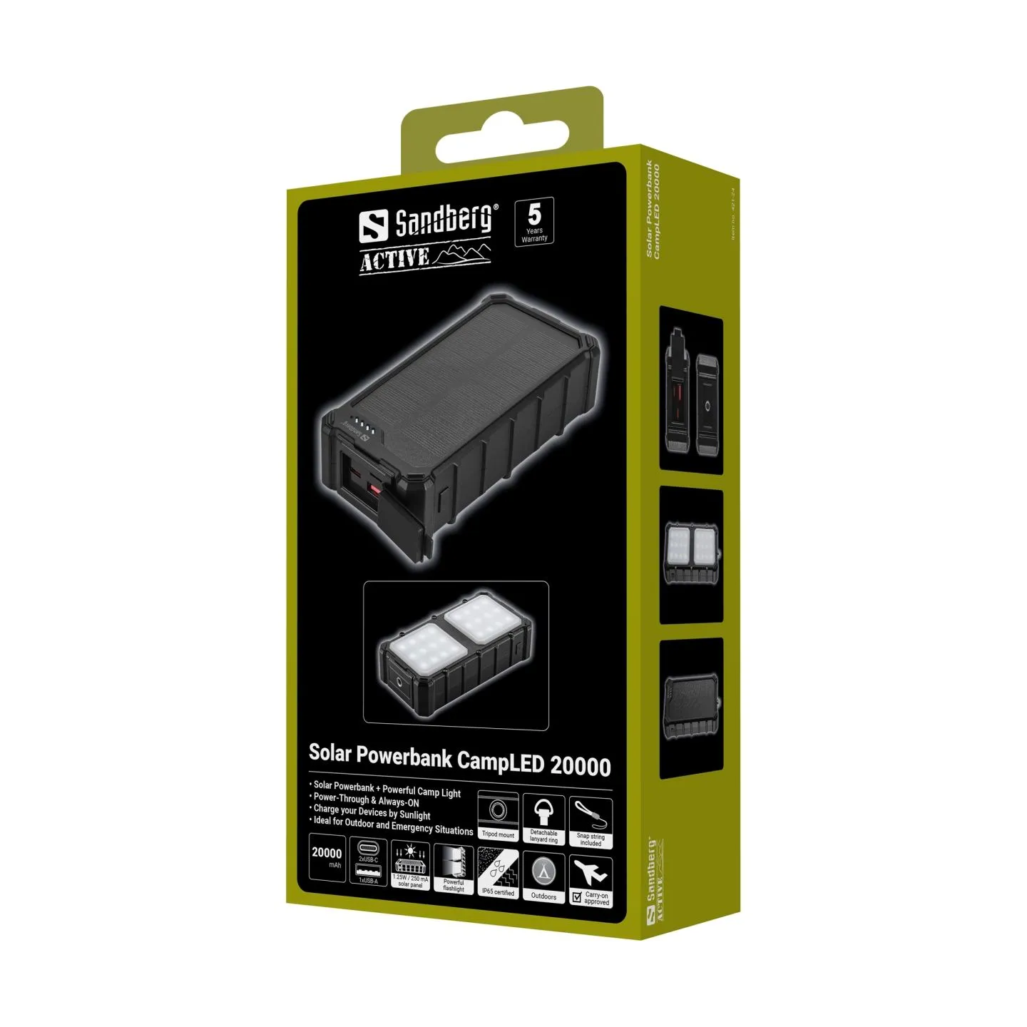 Sandberg 421-24 Solar Powerbank CampLED 20000