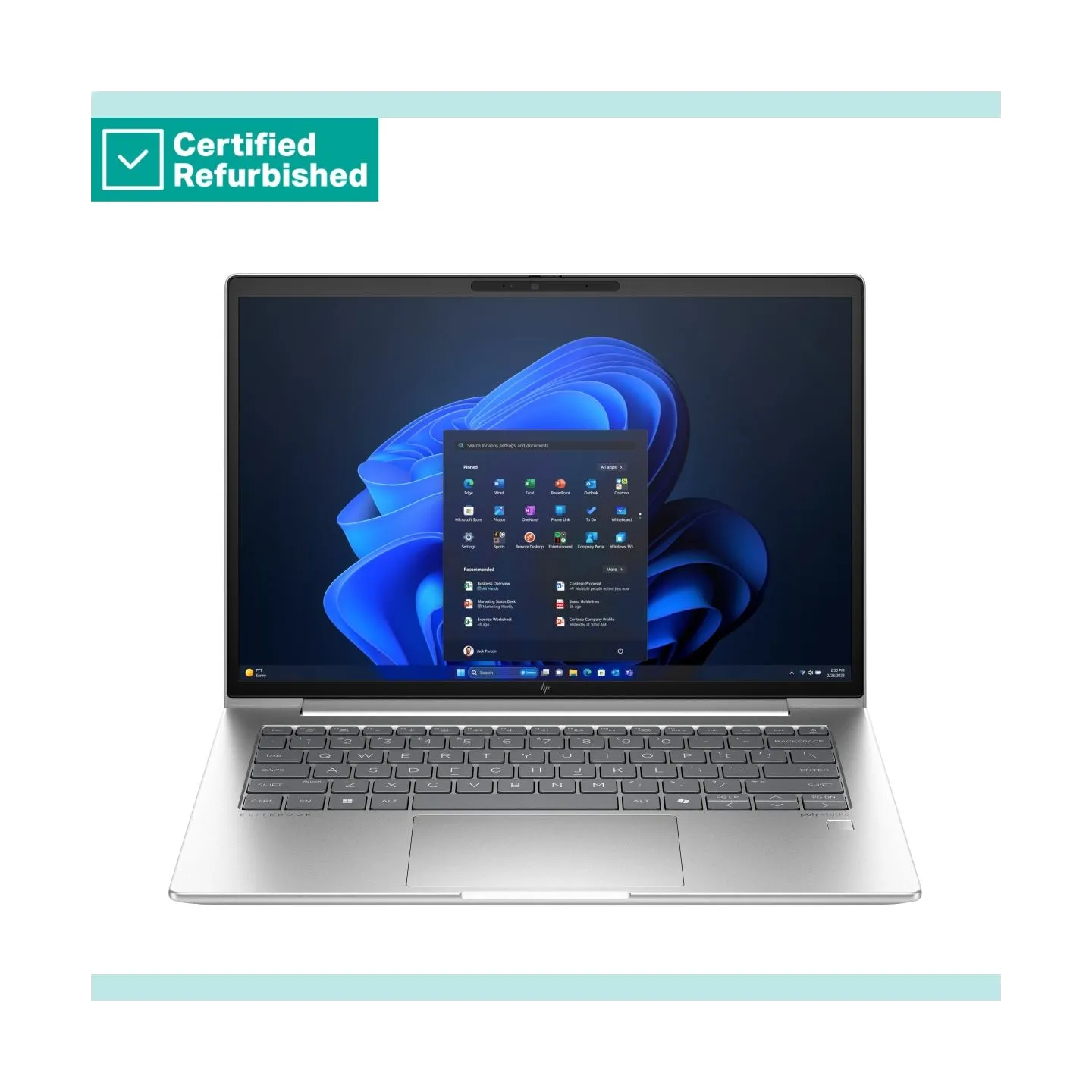 HP RENEW GOLD HP EliteBook 640 G11 - Ultra 5-135U, 16GB, 512GB SSD, 14 WUXGA 300-nit Touch AG, 5MP IR cam, 4G Modem, FPR, US bac