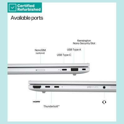 HP RENEW SILVER HP EliteBook 8 G1i 13 - Ultra 5-235U, 32GB, 512GB SSD, 13.3 WUXGA 300-nit AG, 5MP IR cam, Smartcard, FPR, US key