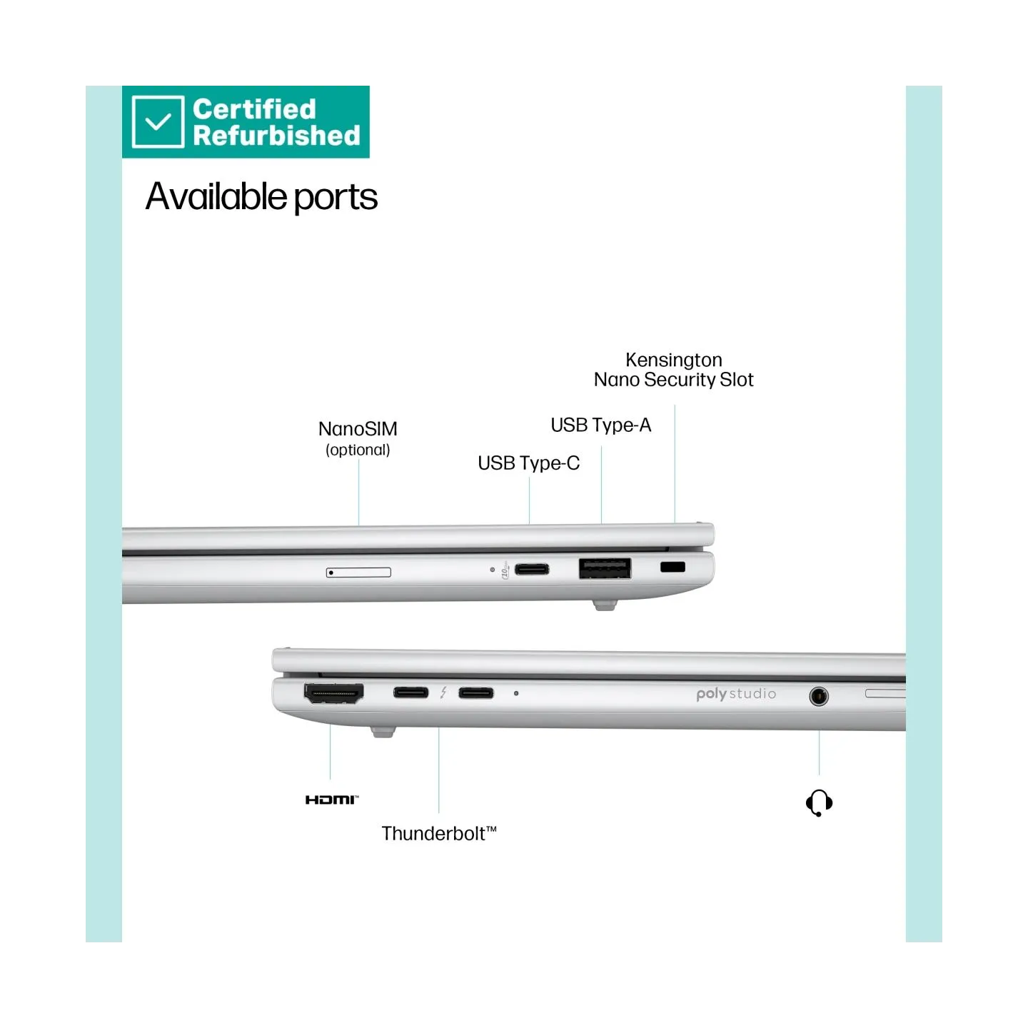 HP RENEW SILVER HP EliteBook 8 G1i 13 - Ultra 5-235U, 32GB, 512GB SSD, 13.3 WUXGA 300-nit AG, 5MP IR cam, Smartcard, FPR, US key
