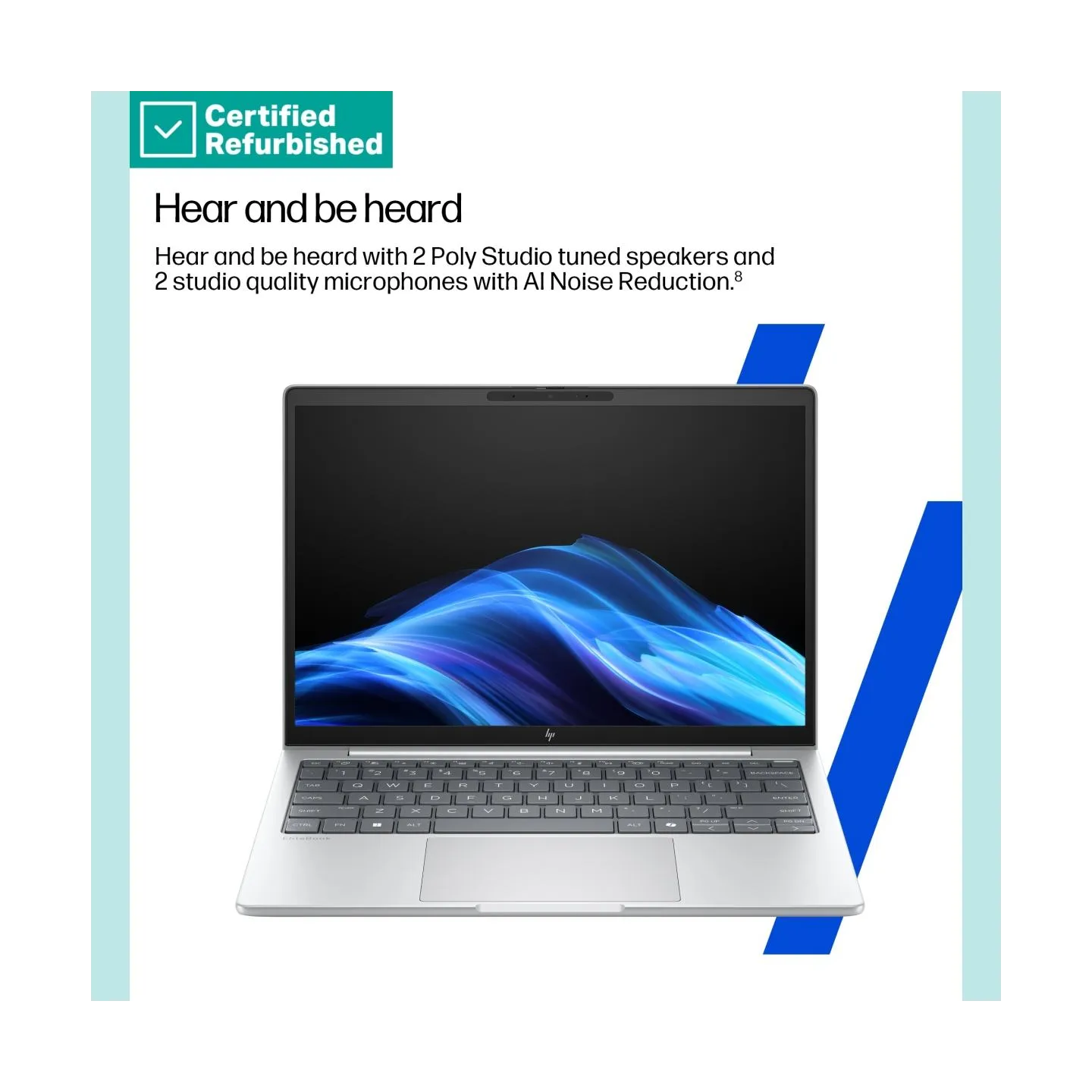 HP RENEW SILVER HP EliteBook 8 G1i 13 - Ultra 5-235U, 32GB, 512GB SSD, 13.3 WUXGA 300-nit AG, 5MP IR cam, Smartcard, FPR, US key