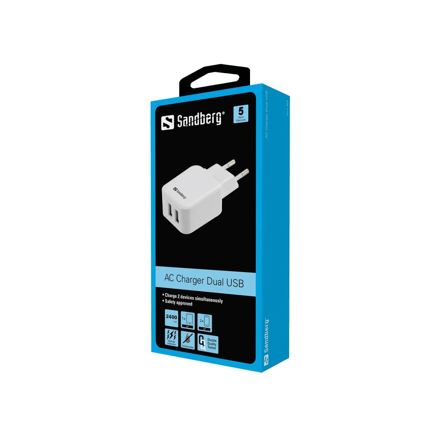 Sandberg 440-57 AC Charger Dual USB 2.4+1A EU