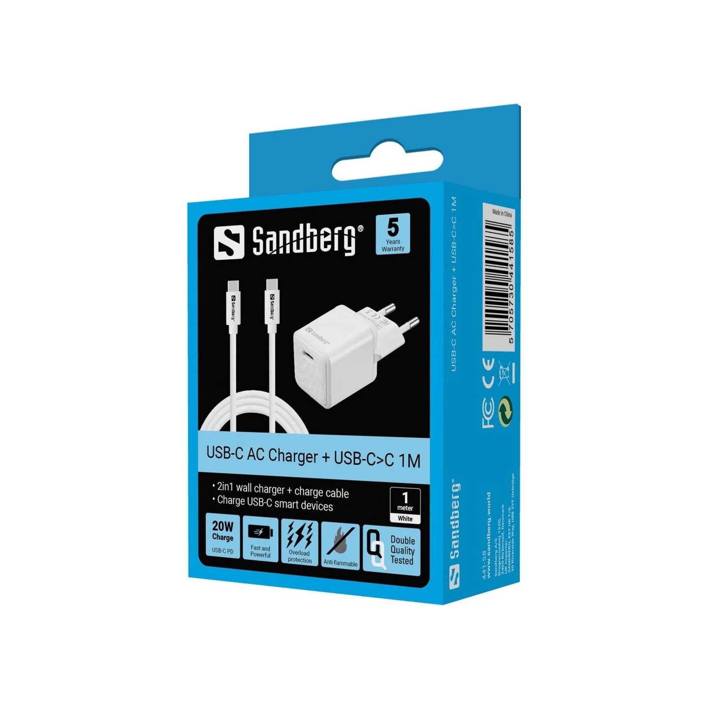 Sandberg 441-58 USB-C 20W Charger + cable 1M