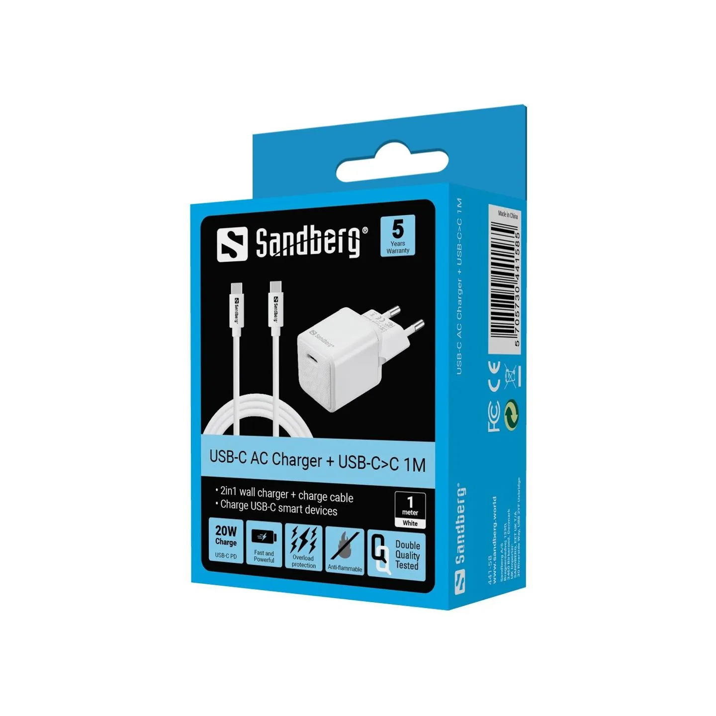 Sandberg 441-58 USB-C 20W Charger + cable 1M