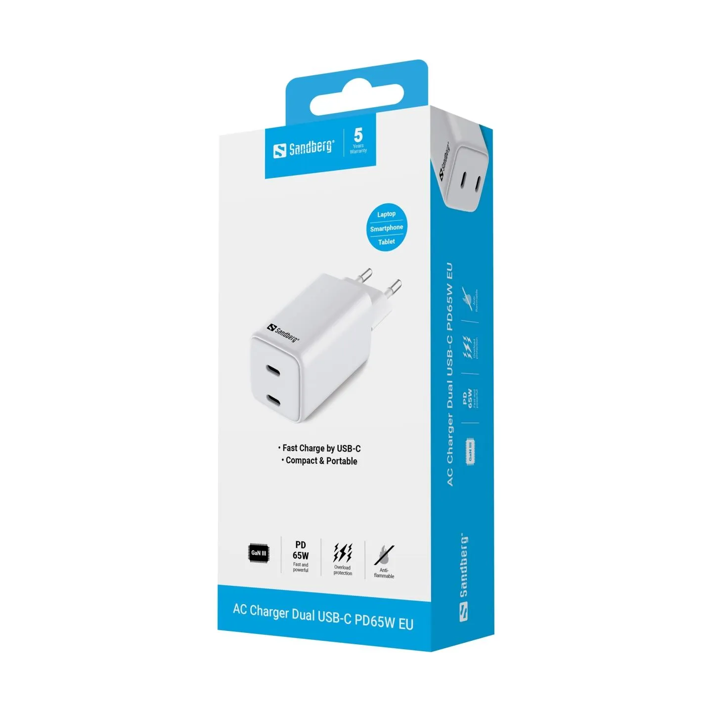 Sandberg 441-56 AC Charger Dual USB-C PD65W EU