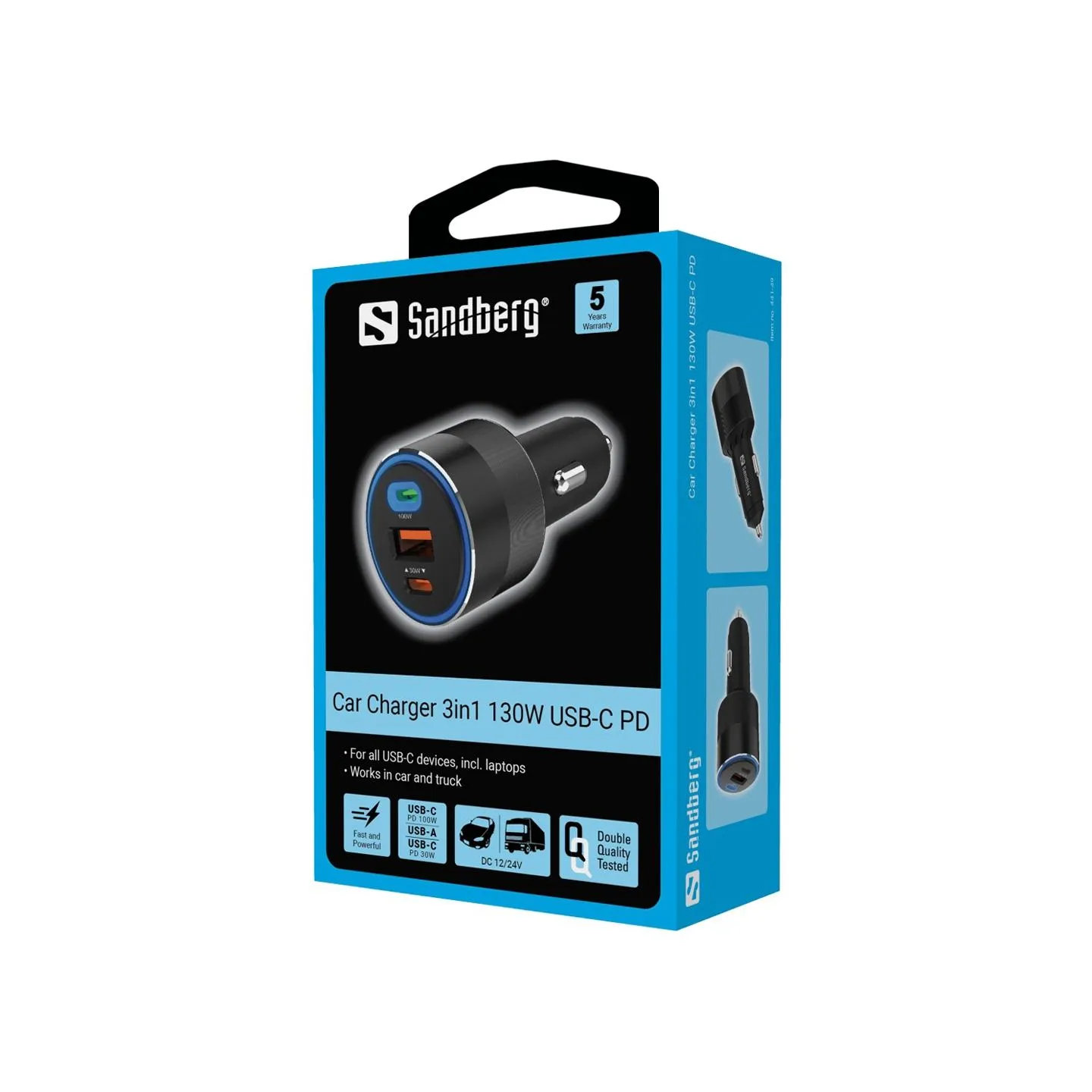Sandberg 441-49 Car Charger 3in1 130W USB-C PD