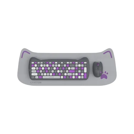 Canyon HSET-W6 EN Keyboard+Mouse Kitty Edition AAA+АА Wireless Violet