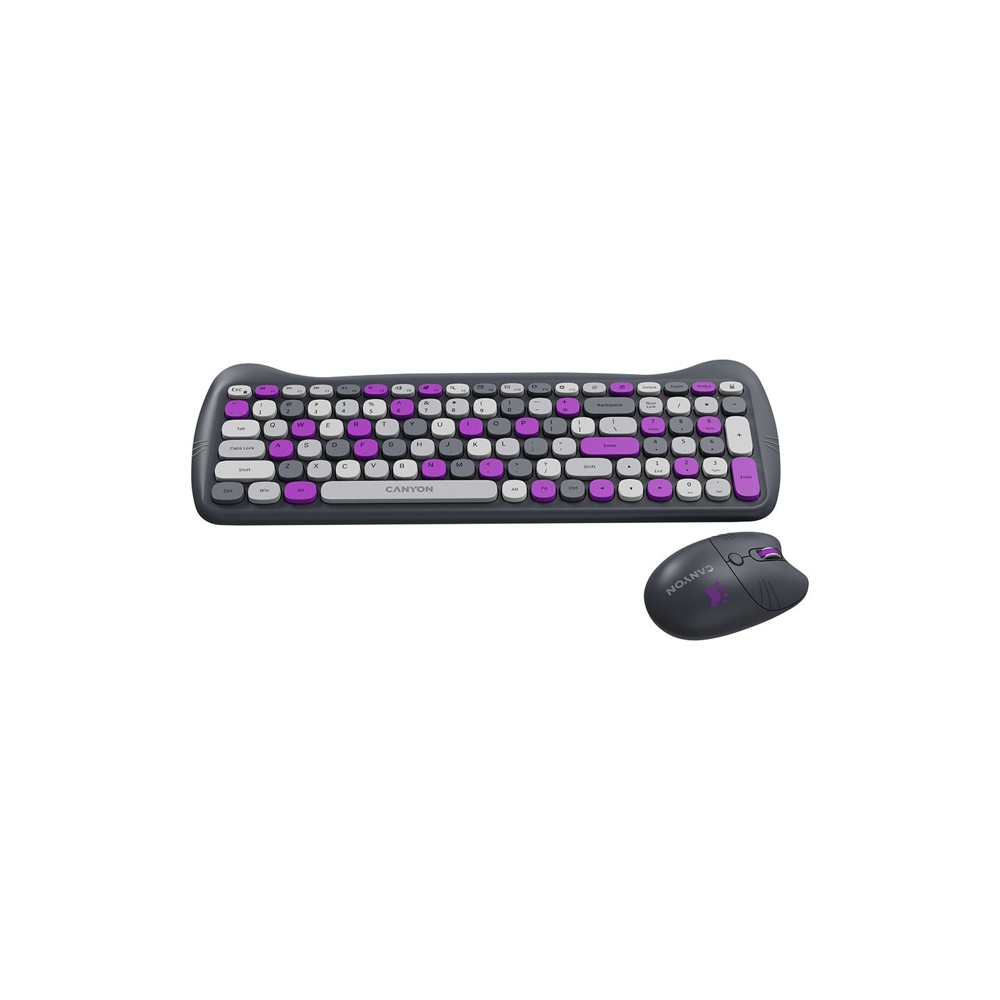 Canyon HSET-W6 EN Keyboard+Mouse Kitty Edition AAA+АА Wireless Violet