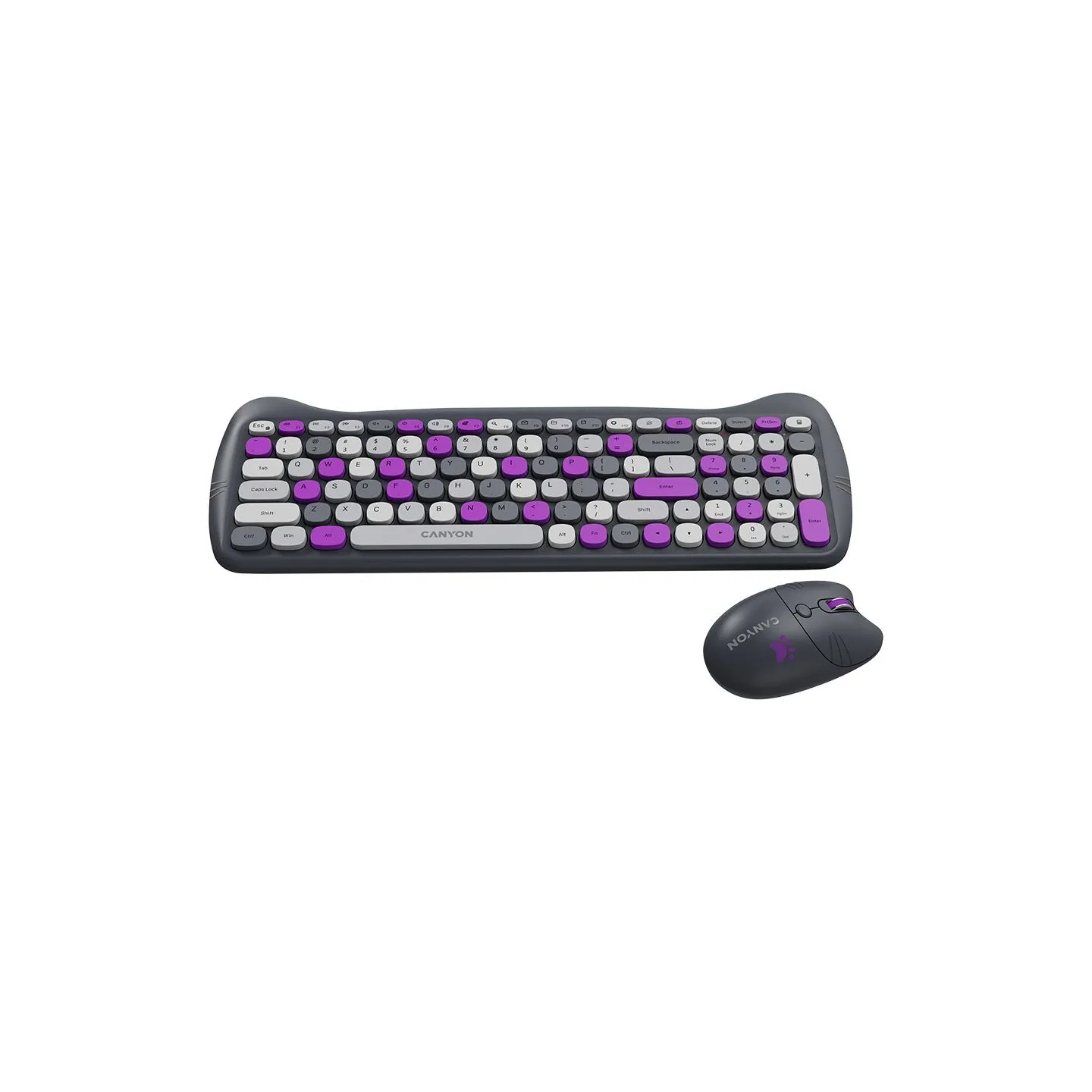 Canyon HSET-W6 EN Keyboard+Mouse Kitty Edition AAA+АА Wireless Violet