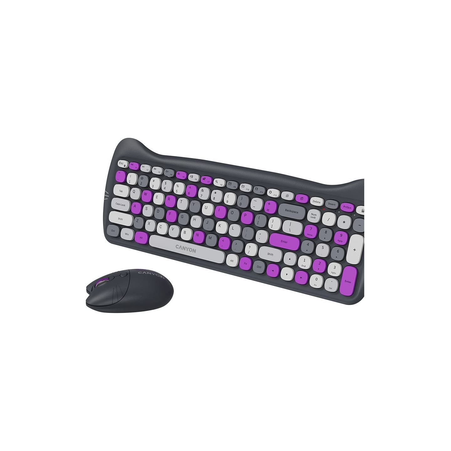 Canyon HSET-W6 EN Keyboard+Mouse Kitty Edition AAA+АА Wireless Violet