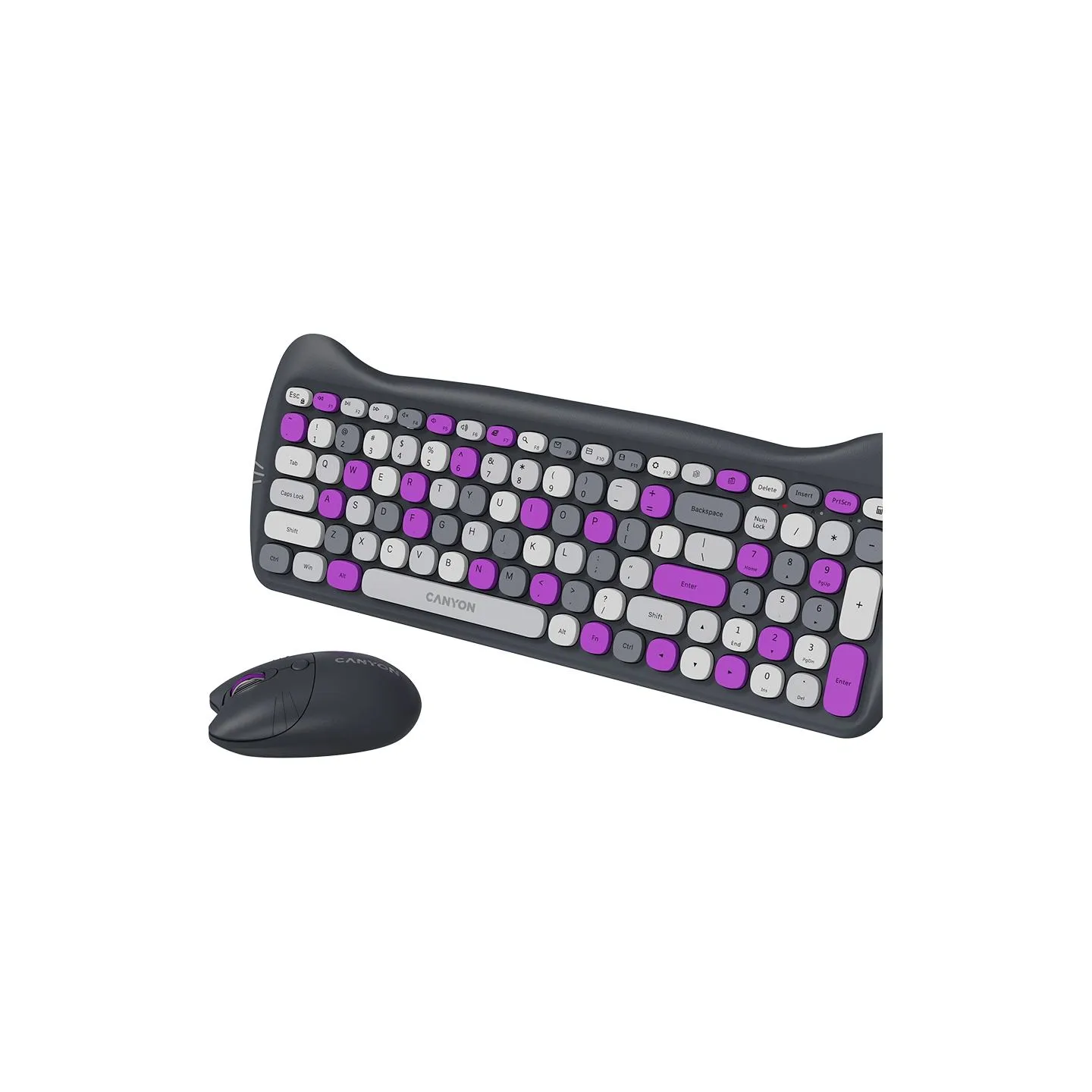 Canyon HSET-W6 EN Keyboard+Mouse Kitty Edition AAA+АА Wireless Violet