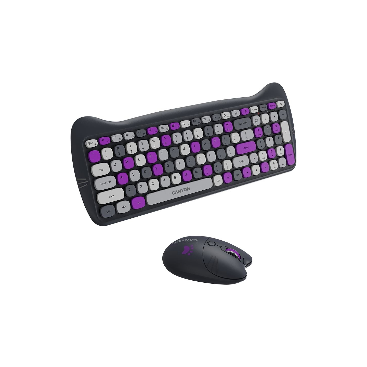 Canyon HSET-W6 EN Keyboard+Mouse Kitty Edition AAA+АА Wireless Violet