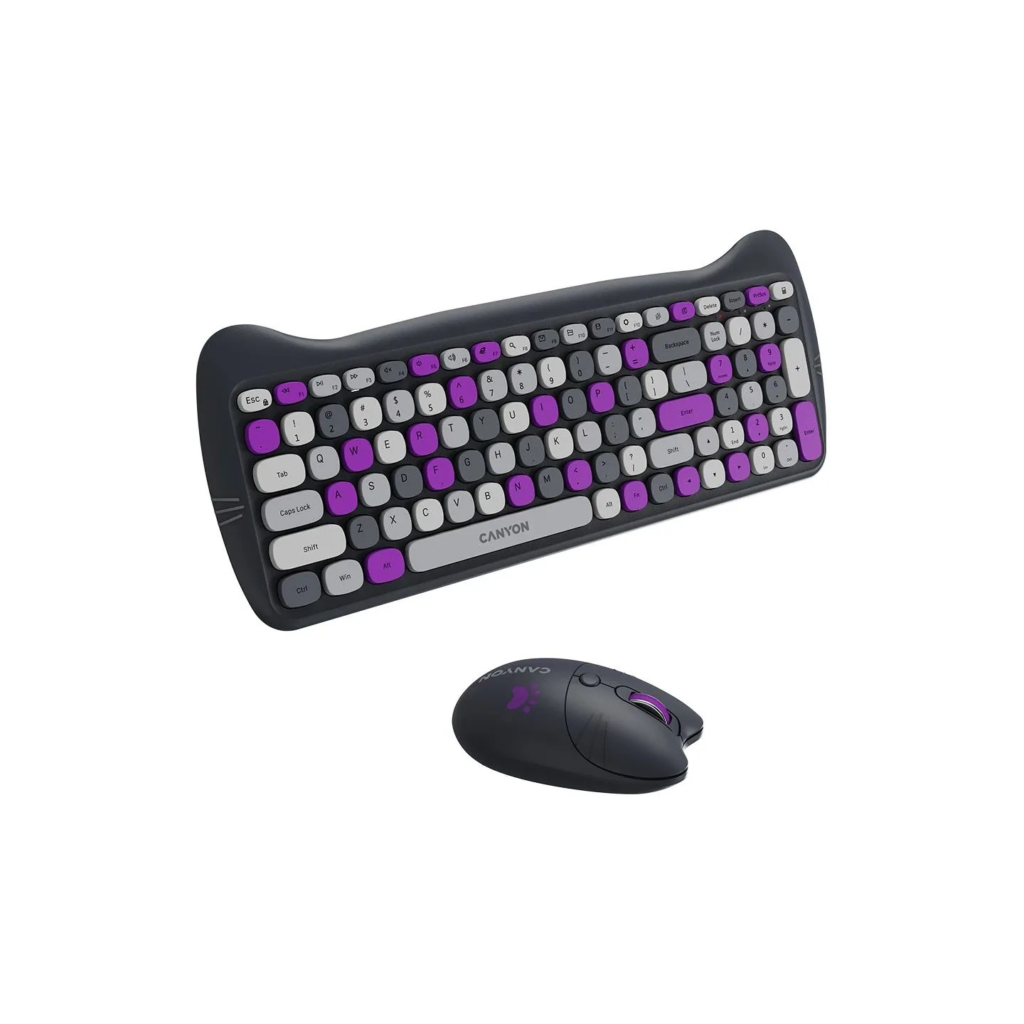 Canyon HSET-W6 EN Keyboard+Mouse Kitty Edition AAA+АА Wireless Violet