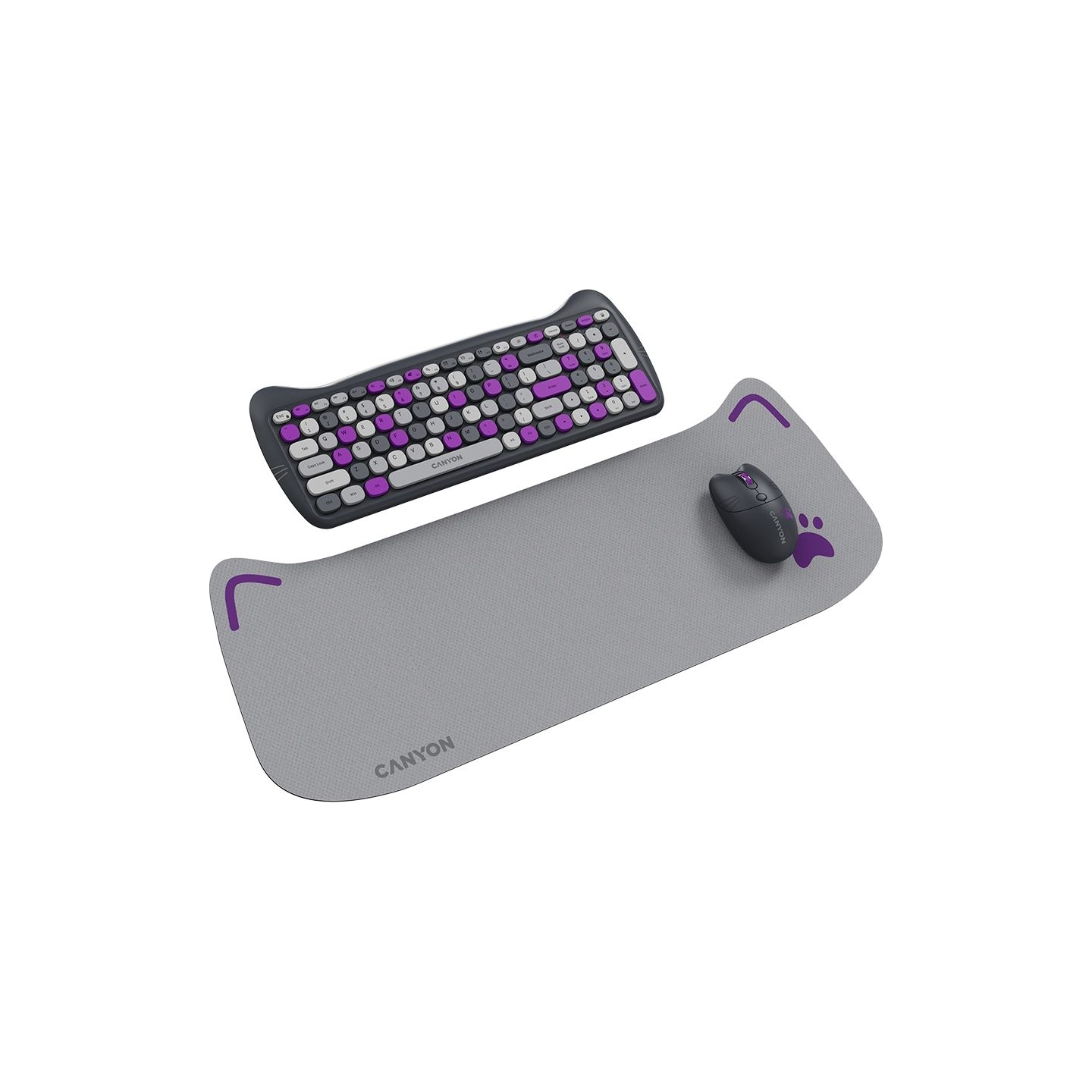 Canyon HSET-W6 EN Keyboard+Mouse Kitty Edition AAA+АА Wireless Violet