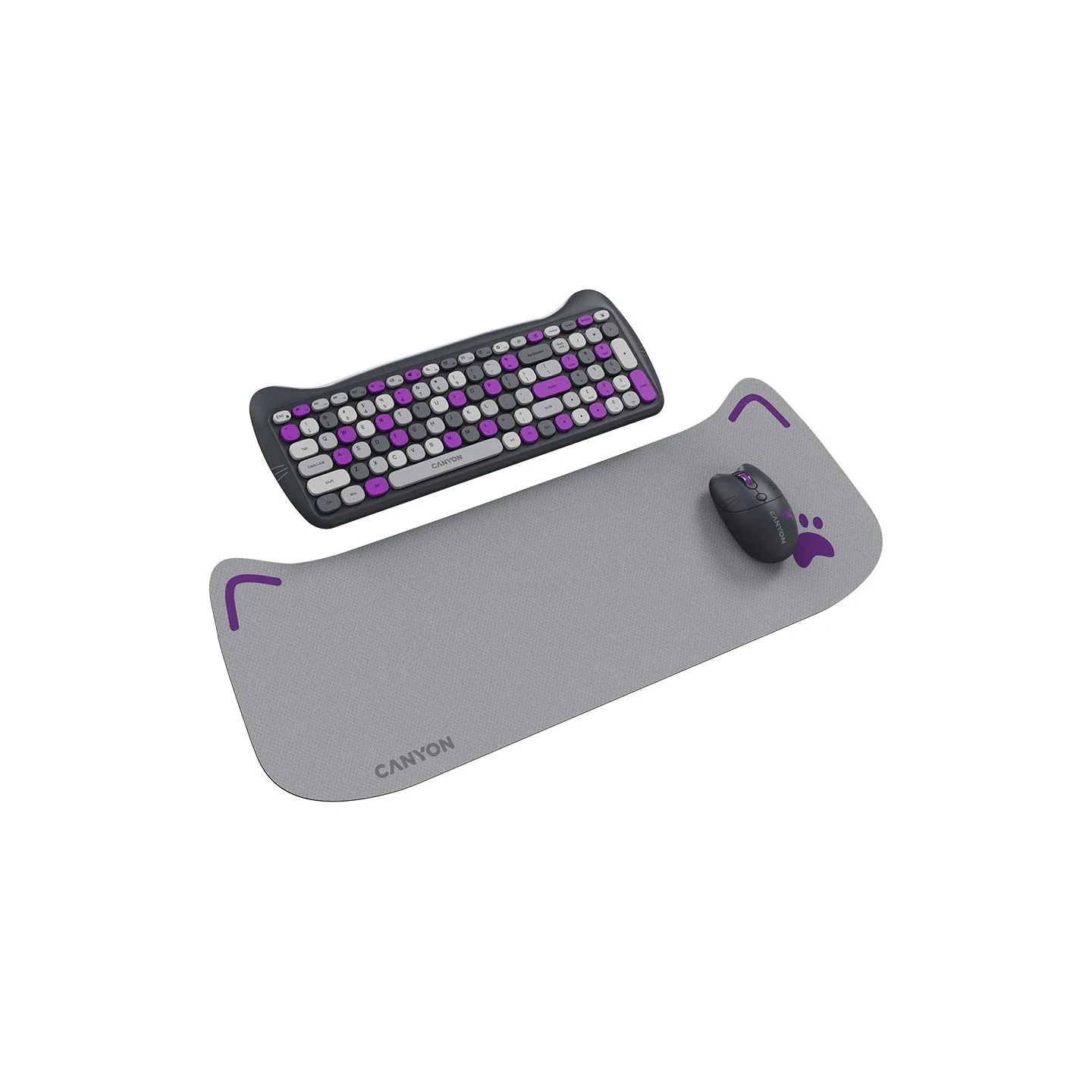 Canyon HSET-W6 EN Keyboard+Mouse Kitty Edition AAA+АА Wireless Violet