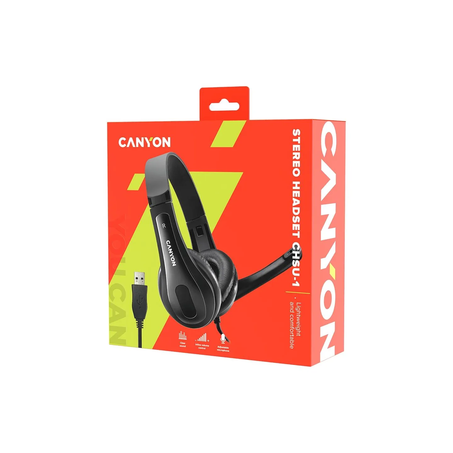 Canyon PC headset CHSU-1 PC Mic USB 2m Black