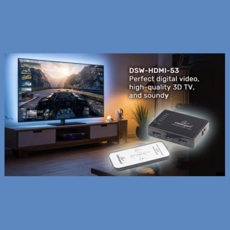 Gembird HDMI switch 60m with remote control