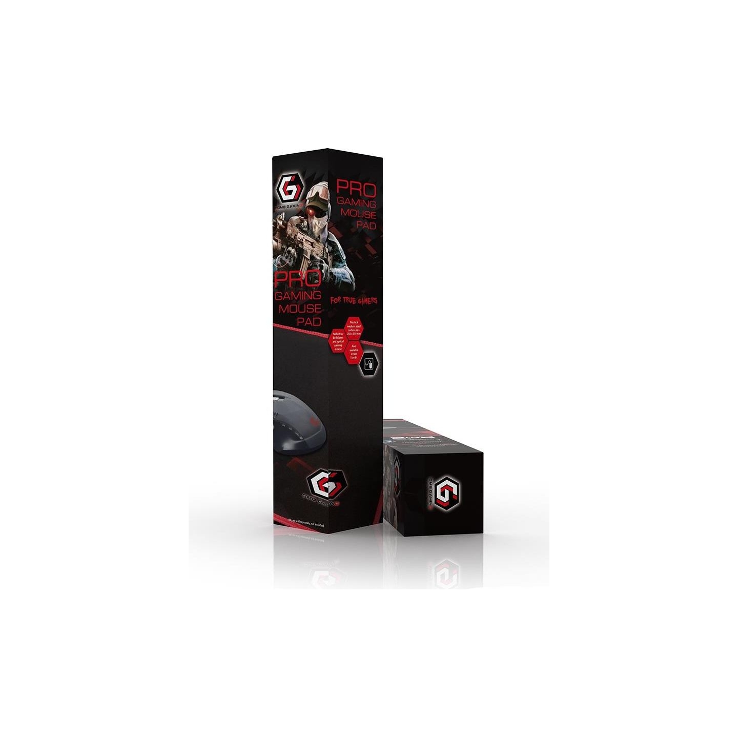 Gembird | MP-GAMEPRO-M Gaming mouse pad PRO, Medium | Mouse pad | 250 x 350 x 3 mm | Black/Red