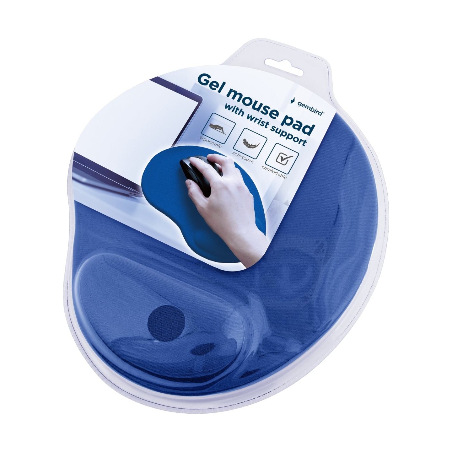 Gembird | MP-GEL-B Gel mouse pad with wrist support, blue | Gel mouse pad | Blue
